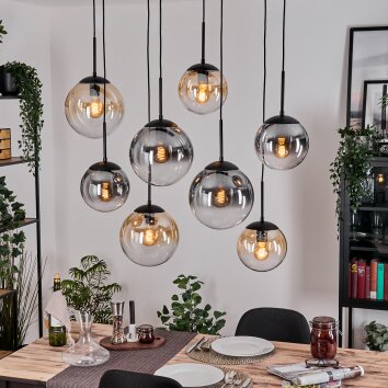 Gastor Hanglamp, Kogellampje, Hanglamp Amber, Duidelijk, Rookkleurig, 8-lichts Gastor Hanglamp, Kogellampje, Hanglamp Amber, Duidelijk, Rookkleurig, 8-lichts