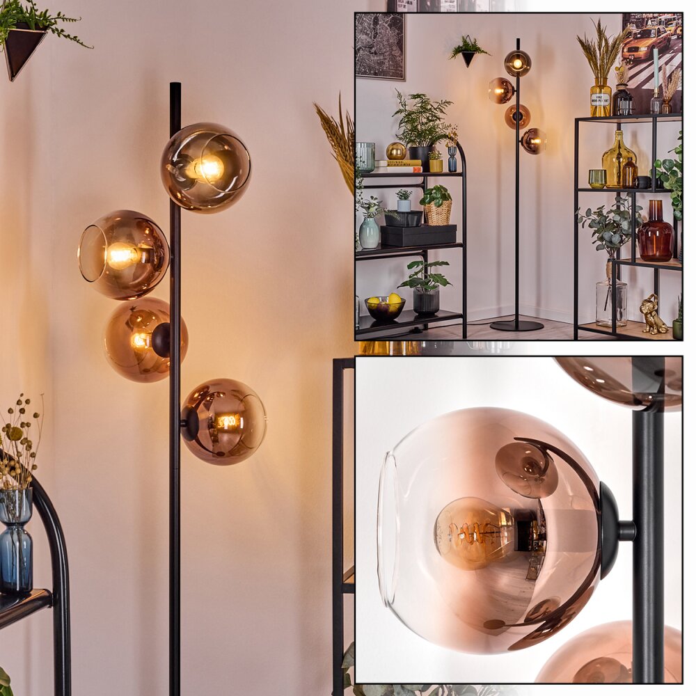 Koyoto Staande lamp Duidelijk, Koperkleurig, 4-lichts main product photo