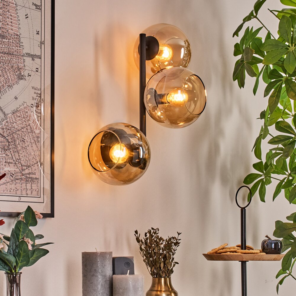 Koyoto Kogellampje, Wandlamp Amber, 3-lichts