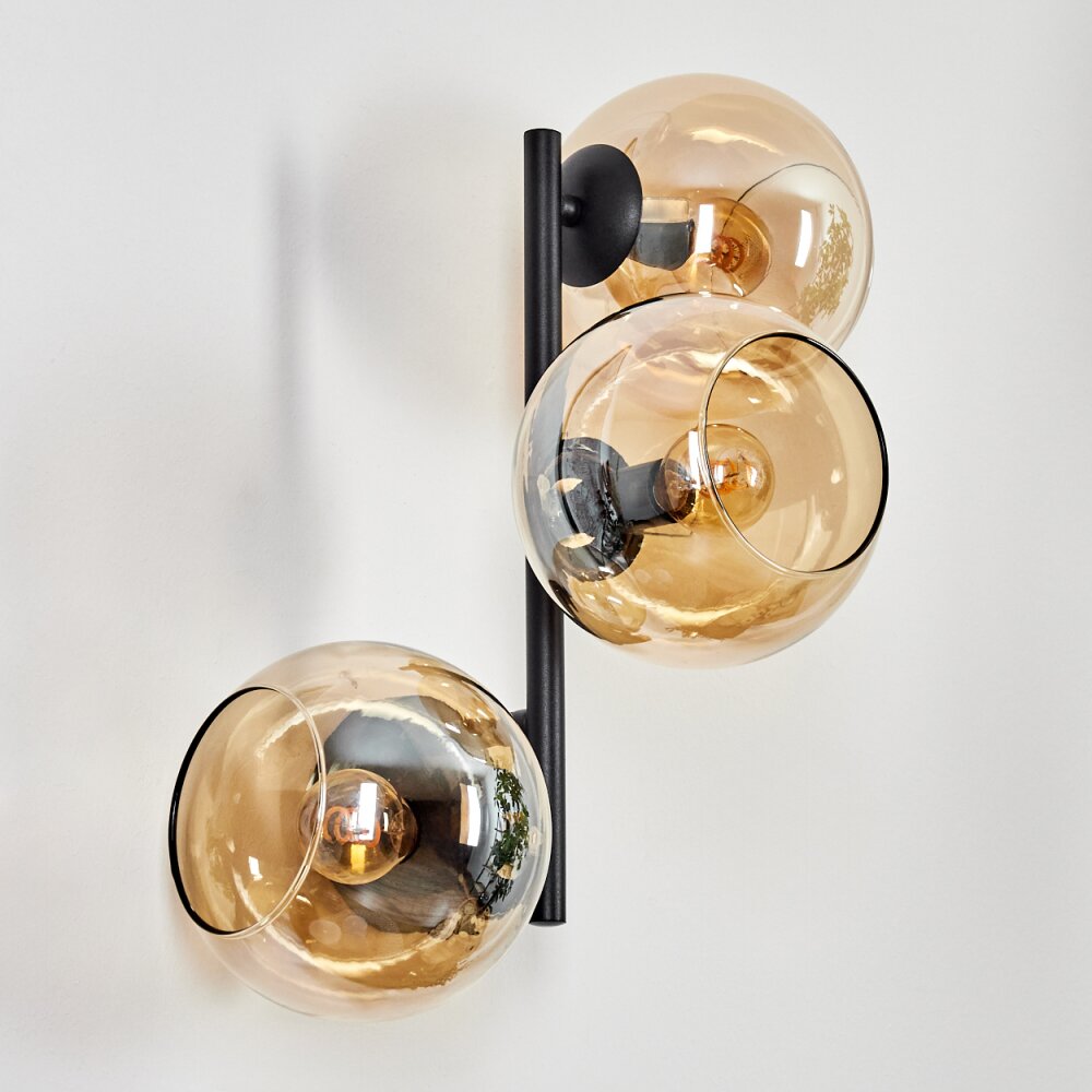 Koyoto Kogellampje, Wandlamp Amber, 3-lichts