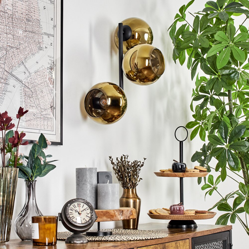 Koyoto Kogellampje, Wandlamp Goud, 3-lichts