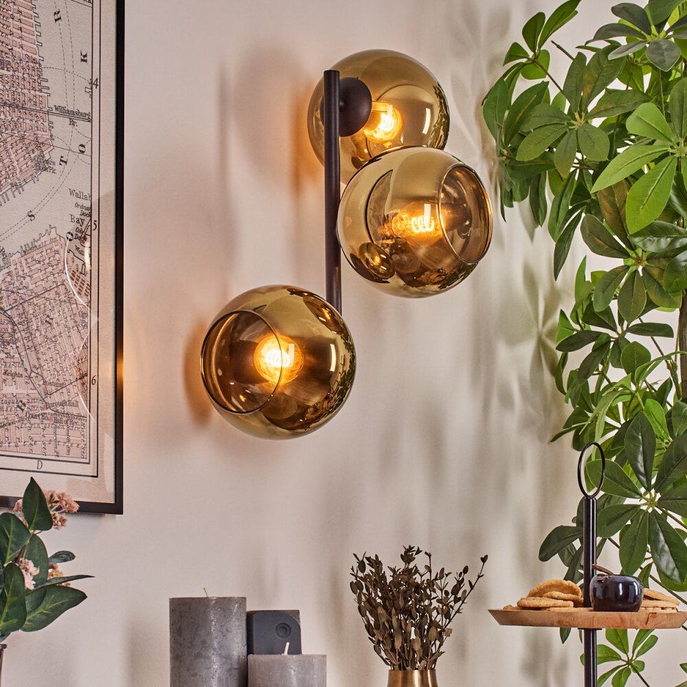 Koyoto Kogellampje, Wandlamp Goud, 3-lichts