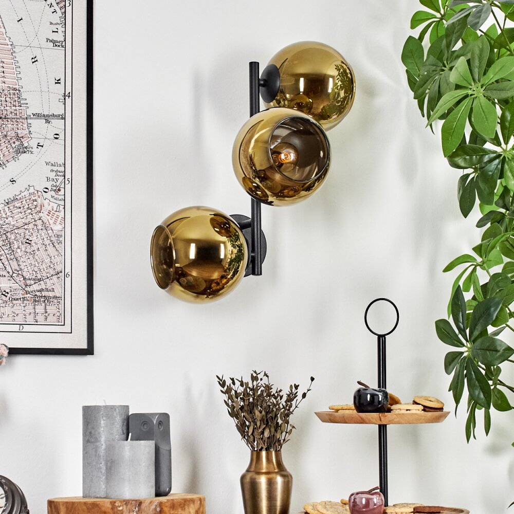 Koyoto Kogellampje, Wandlamp Goud, 3-lichts