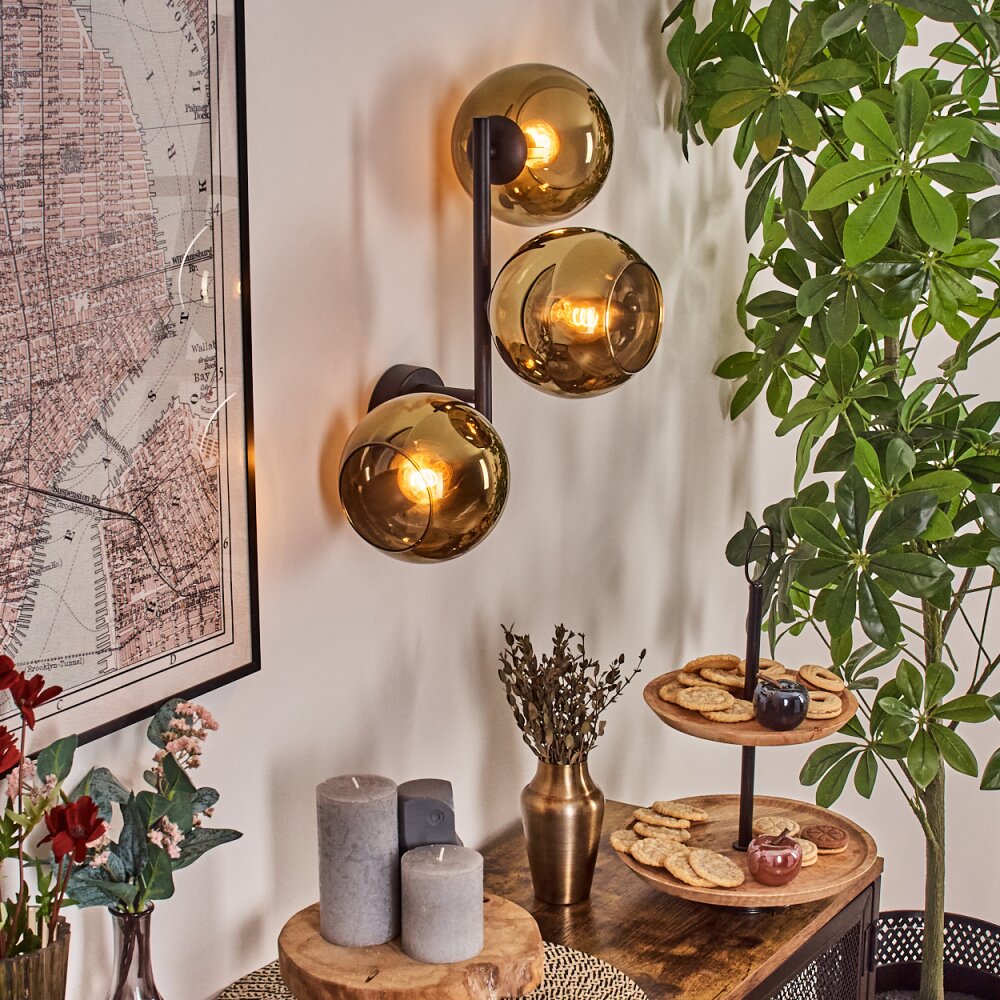 Koyoto Kogellampje, Wandlamp Goud, 3-lichts