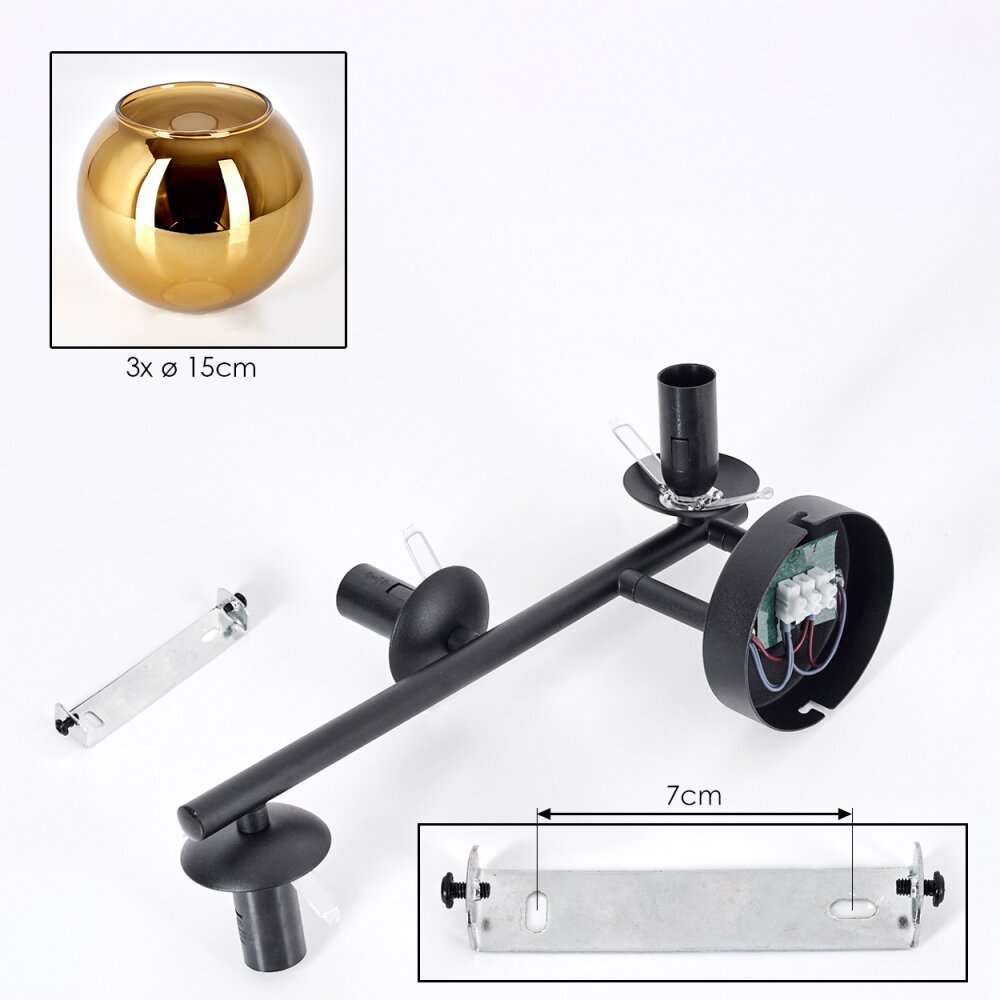 Koyoto Kogellampje, Wandlamp Goud, 3-lichts