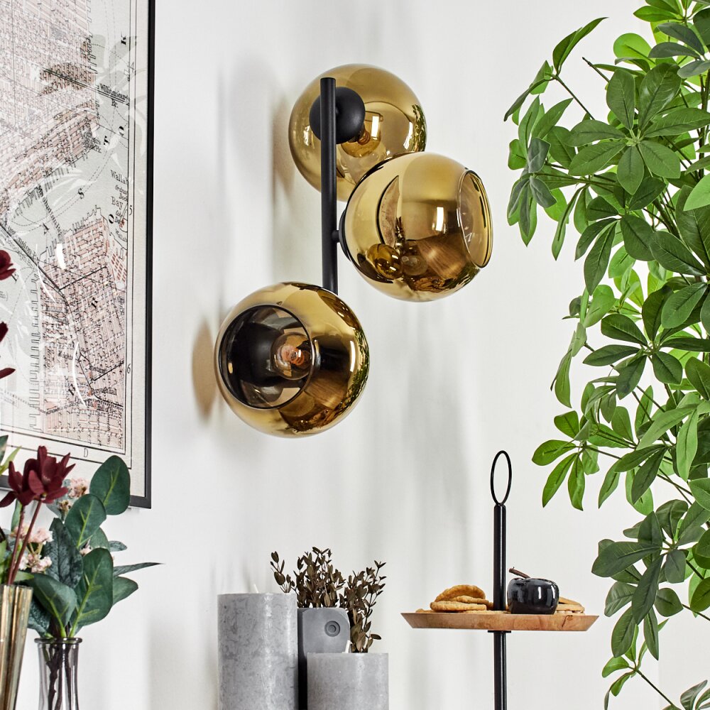 Koyoto Kogellampje, Wandlamp Goud, 3-lichts