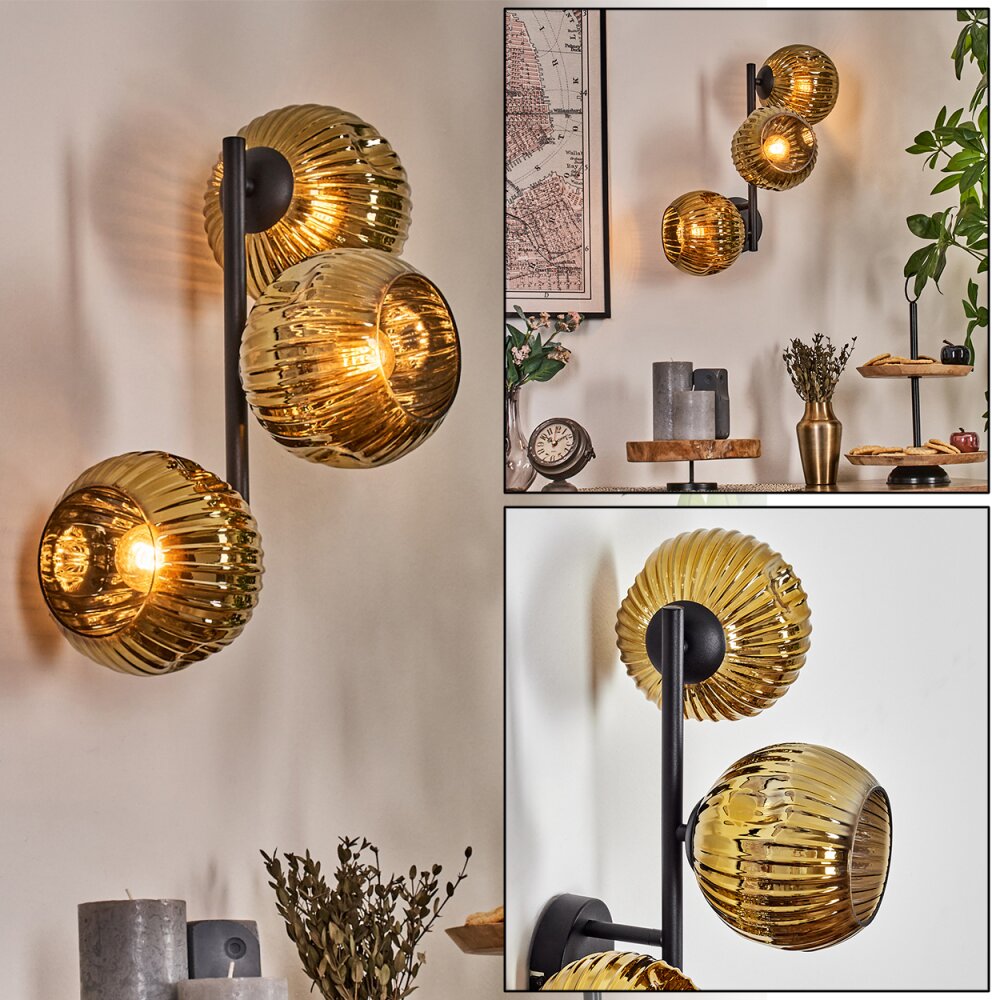 Ripoll Kogellampje, Wandlamp Goud, 3-lichts main product photo