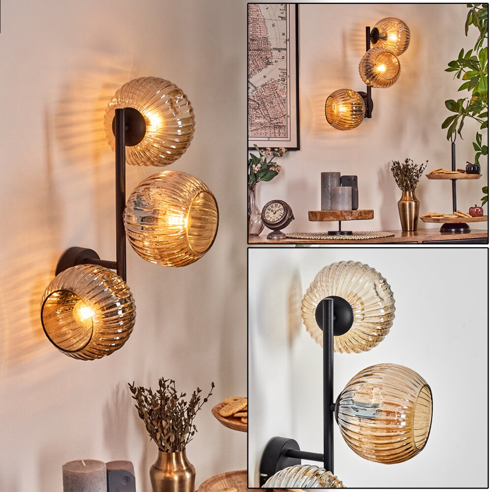 Ripoll Kogellampje, Wandlamp Amber, 3-lichts main product photo