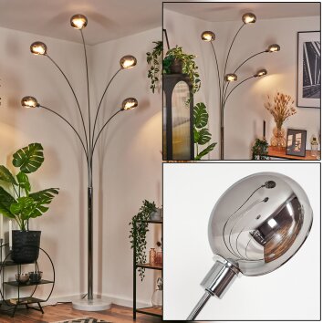 Nikkala Staande lamp Chroom, Wit, 5-lichts