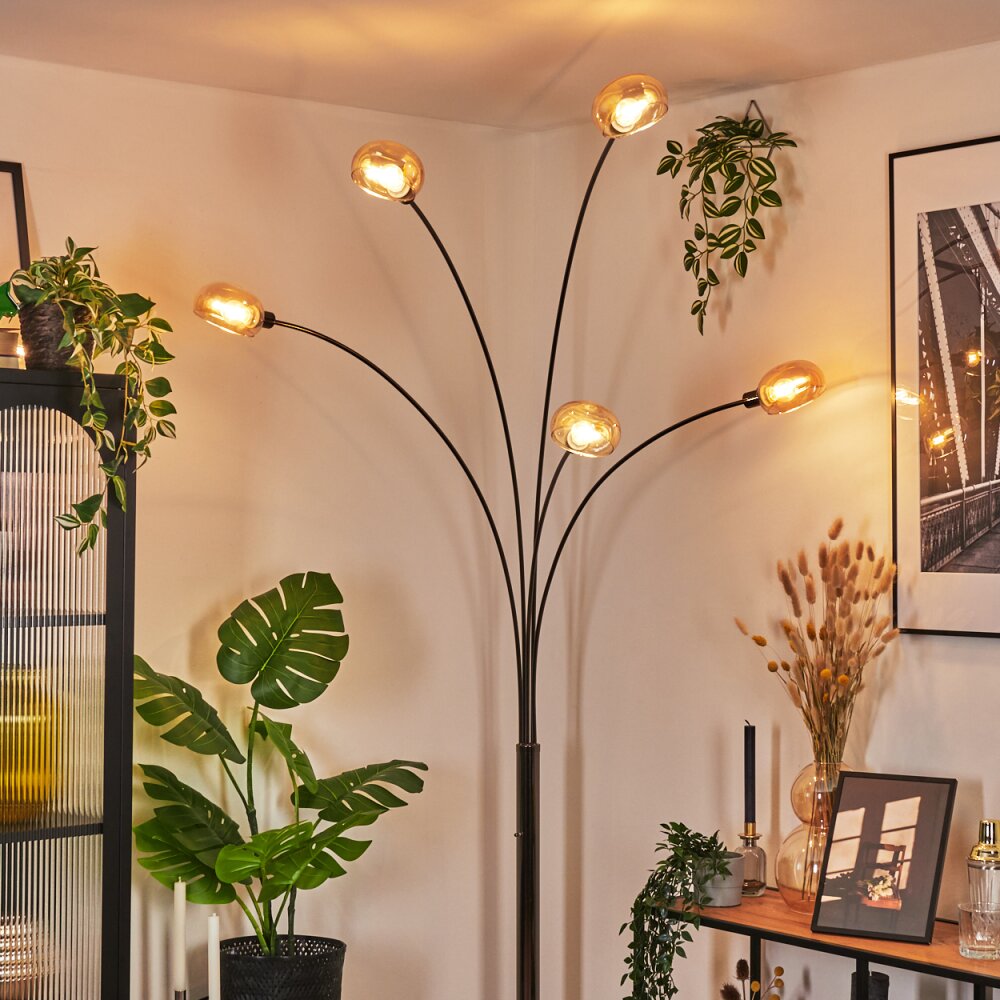 Nikkala Staande lamp Chroom, Zwart, 5-lichts