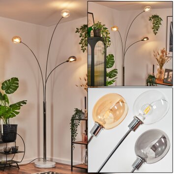 Nikkala Staande lamp Chroom, Wit, 3-lichts