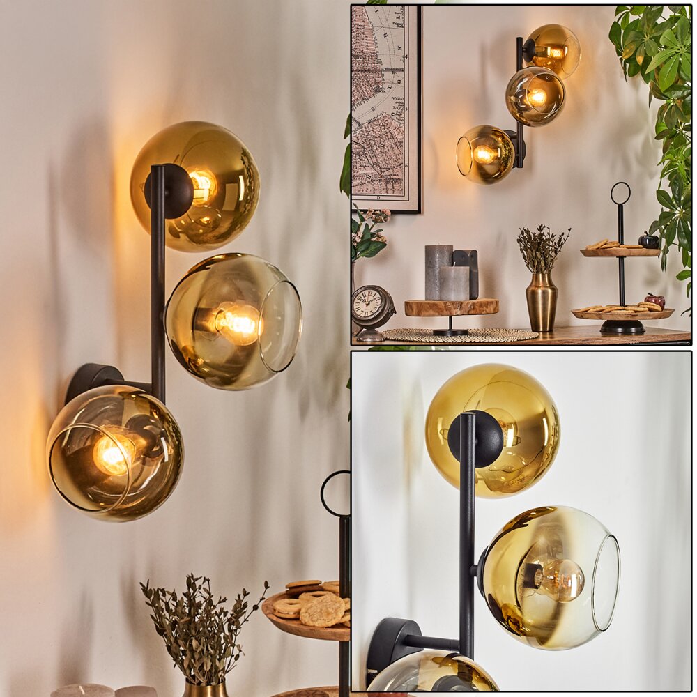 Koyoto Kogellampje, Wandlamp Goud, Duidelijk, 3-lichts main product photo
