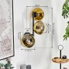 Koyoto Kogellampje, Wandlamp Goud, Duidelijk, 3-lichts