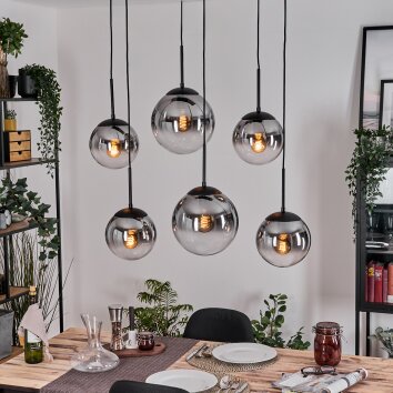 Gastor Hanglamp, Kogellampje, Hanglamp Duidelijk, Rookkleurig, 6-lichts Gastor Hanglamp, Kogellampje, Hanglamp Duidelijk, Rookkleurig, 6-lichts