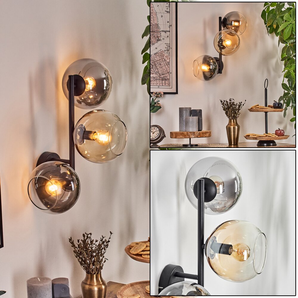 Koyoto Kogellampje, Wandlamp Amber, Duidelijk, Rookkleurig, 3-lichts main product photo