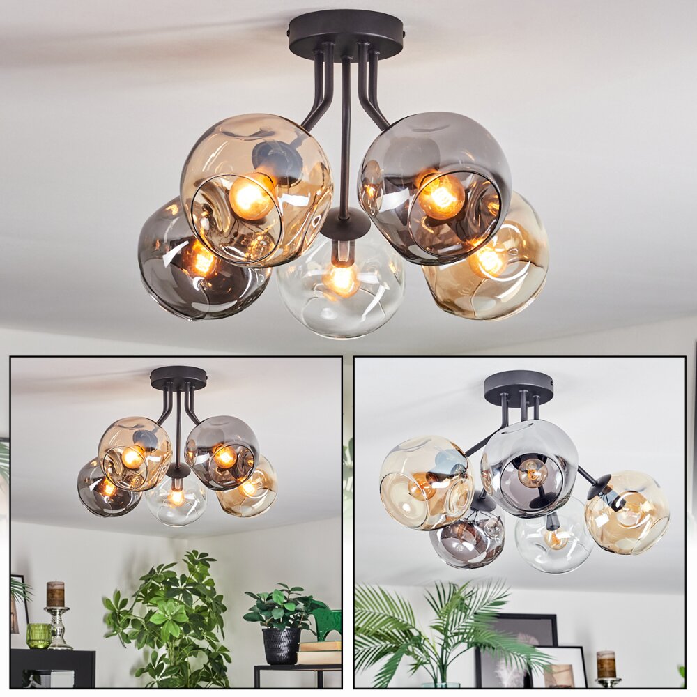 Ripoll Plafondlamp, Kogellampje Amber, Duidelijk, Rookkleurig, 5-lichts main product photo