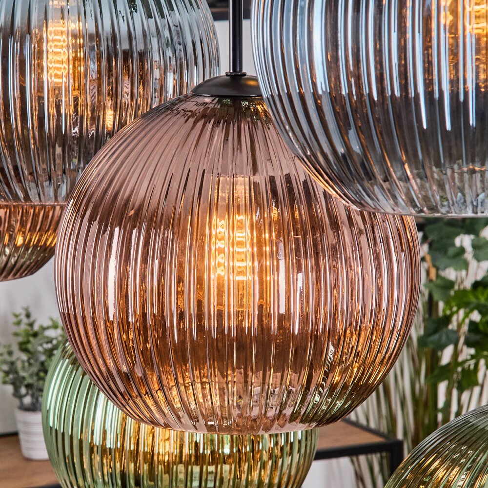 Koyoto Hanglamp, Kogellampje, Hanglamp Natuurlijke kleuren, Zwart, 8-lichts