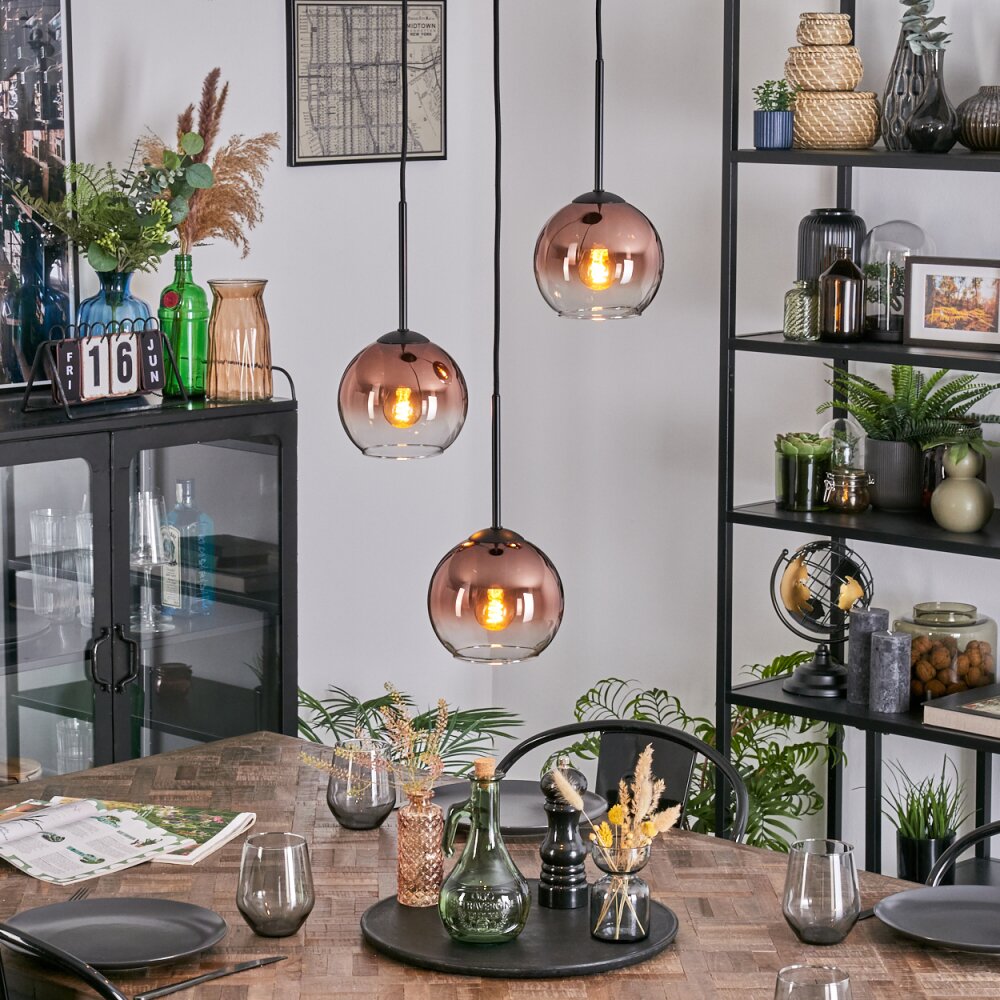Koyoto Hanglamp, Kogellampje, Cluster hanglamp 30 cm Duidelijk, Koperkleurig, 3-lichts main product photo