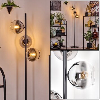 Koyoto Staande lamp 31 cm Chroom, Duidelijk, Rookkleurig, 3-lichts