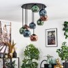 Ripoll Plafondlamp, Kogellampje Blauw, Groen, Koperkleurig, 9-lichts