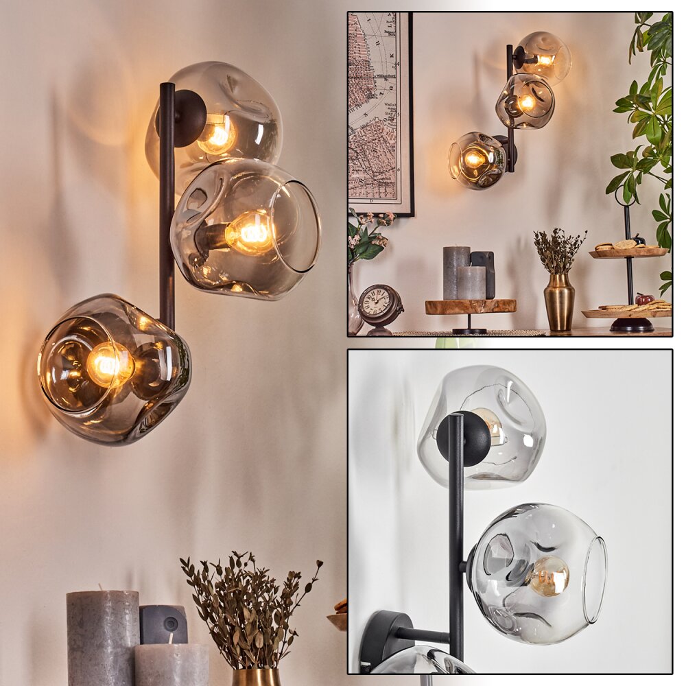 Ripoll Kogellampje, Wandlamp Duidelijk, Rookkleurig, 3-lichts main product photo