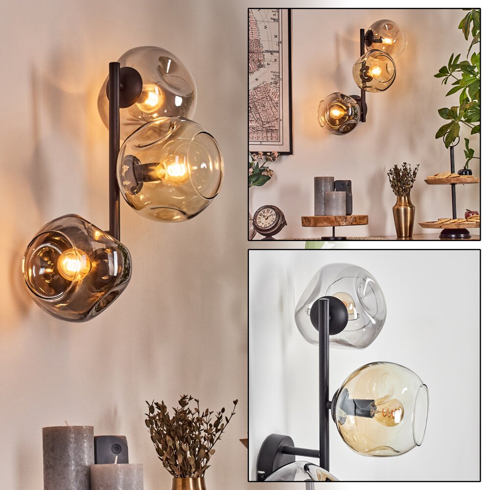 Ripoll Kogellampje, Wandlamp Amber, Duidelijk, Rookkleurig, 3-lichts main product photo