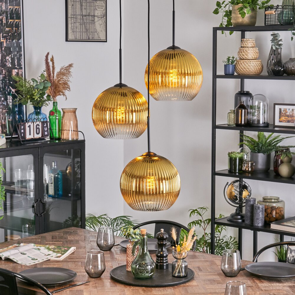 Koyoto Hanglamp, Kogellampje, Cluster hanglamp Goud, Duidelijk, 3-lichts main product photo