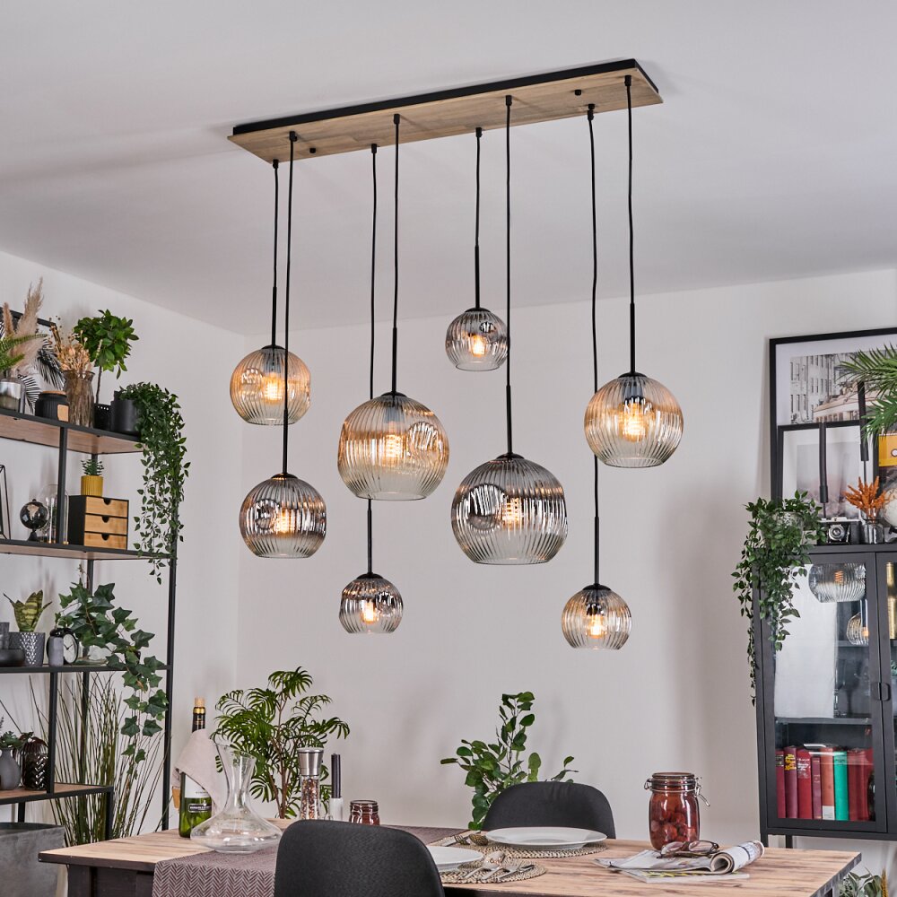 Ripoll Hanglamp, Kogellampje, Hanglamp Natuurlijke kleuren, Zwart, 8-lichts main product photo