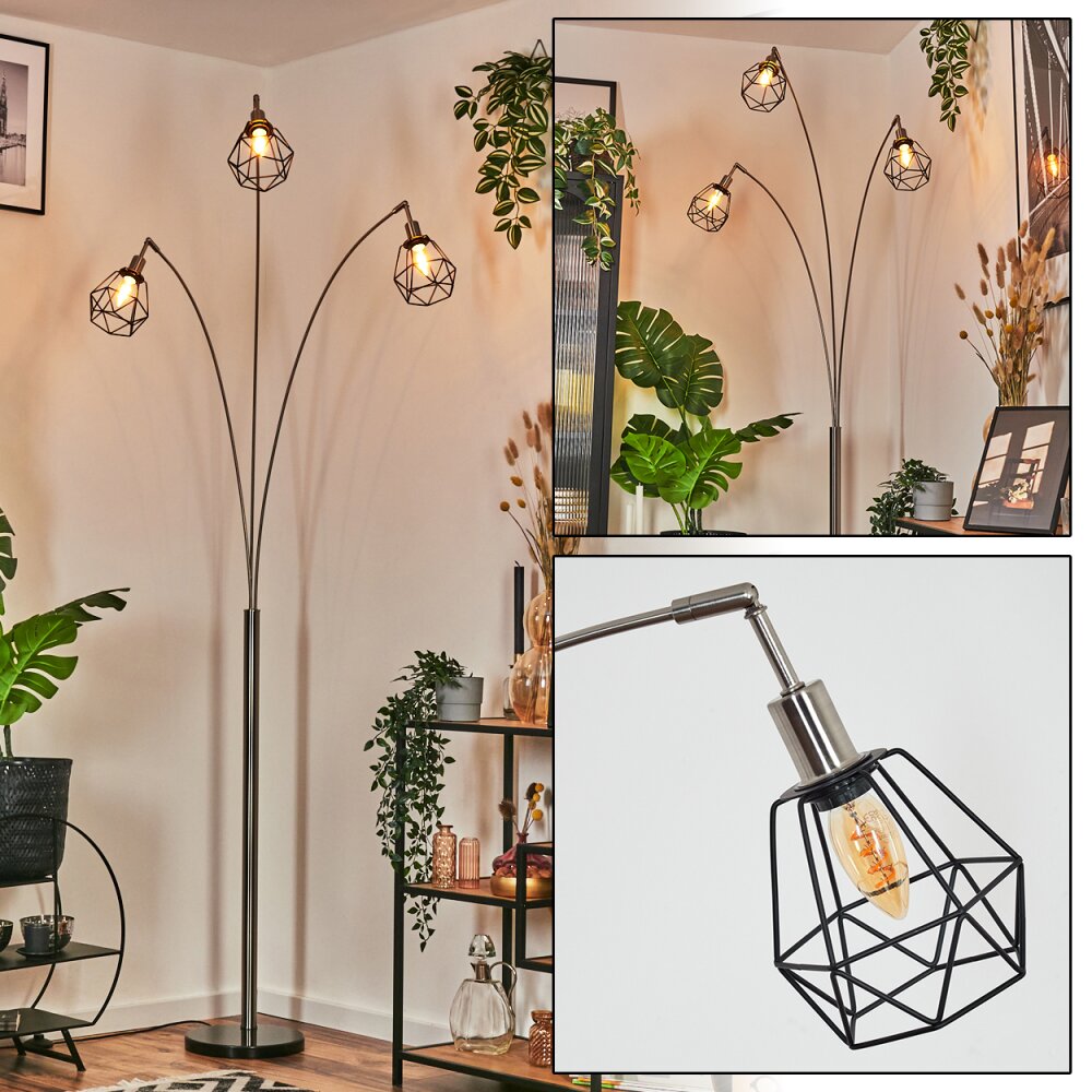 Yaak Staande lamp Nikkel mat, Zwart, 3-lichts main product photo