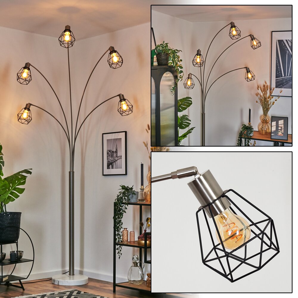 Yaak Staande lamp Nikkel mat, Zwart, Wit, 5-lichts main product photo