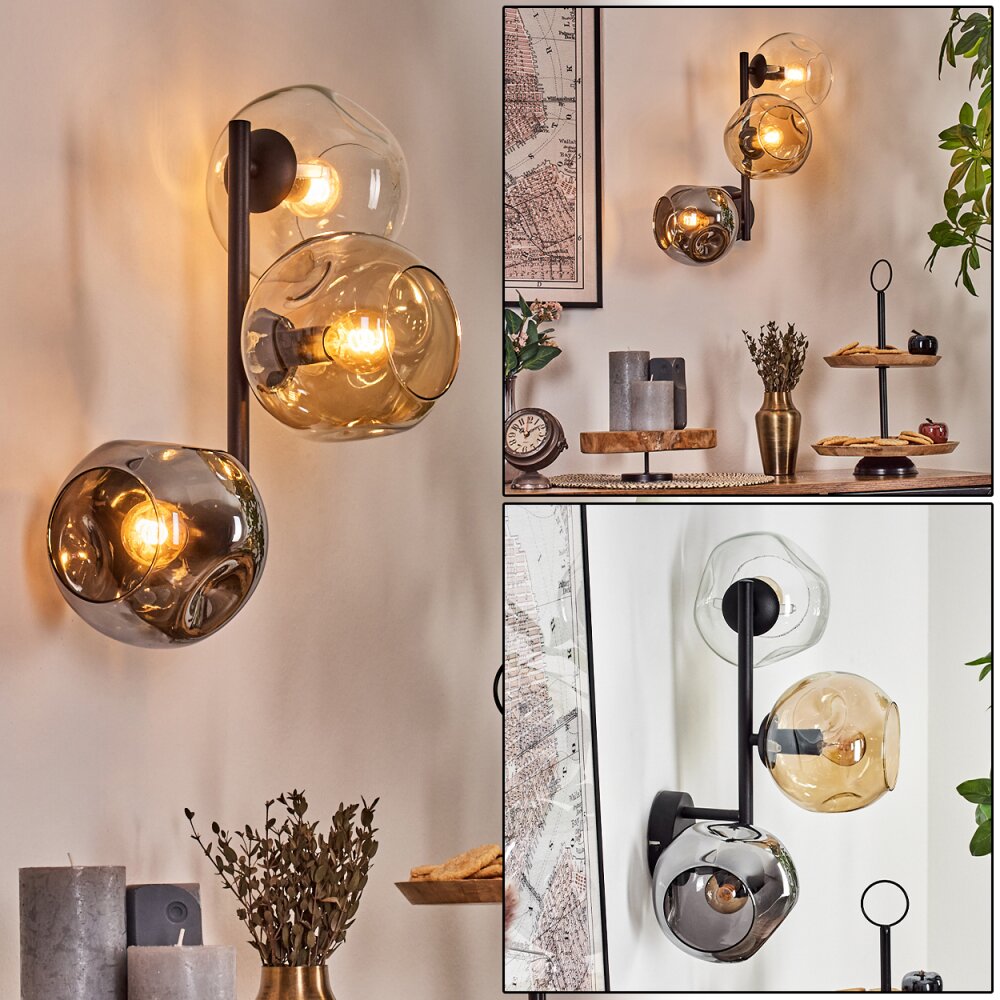 Ripoll Kogellampje, Wandlamp Amber, Duidelijk, Rookkleurig, 3-lichts main product photo
