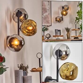 Ripoll Kogellampje, Wandlamp Chroom, Goud, Rookkleurig, 3-lichts Ripoll Kogellampje, Wandlamp Chroom, Goud, Rookkleurig, 3-lichts