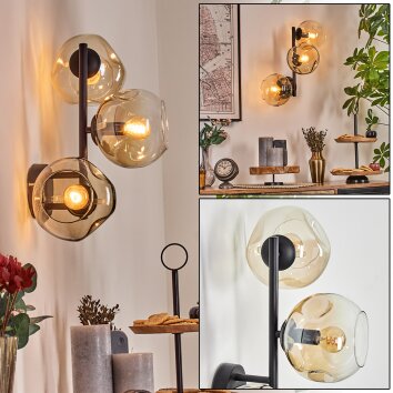 Ripoll Kogellampje, Wandlamp Amber, Duidelijk, 3-lichts