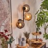 Ripoll Kogellampje, Wandlamp Amber, Rookkleurig, 3-lichts