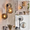 Ripoll Kogellampje, Wandlamp Chroom, Duidelijk, Rookkleurig, 3-lichts