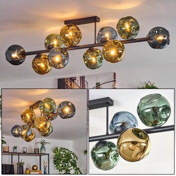 Ripoll Plafondlamp, Kogellampje Blauw, Goud, Groen, 10-lichts