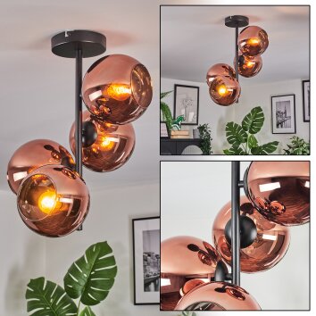 Koyoto Plafondlamp, Kogellampje Koperkleurig, 4-lichts