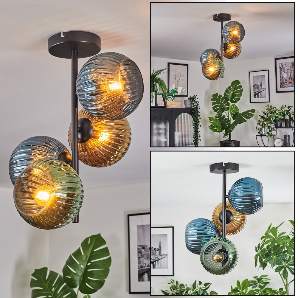 Koyoto Plafondlamp, Kogellampje Blauw, Goud, Groen, 4-lichts main product photo