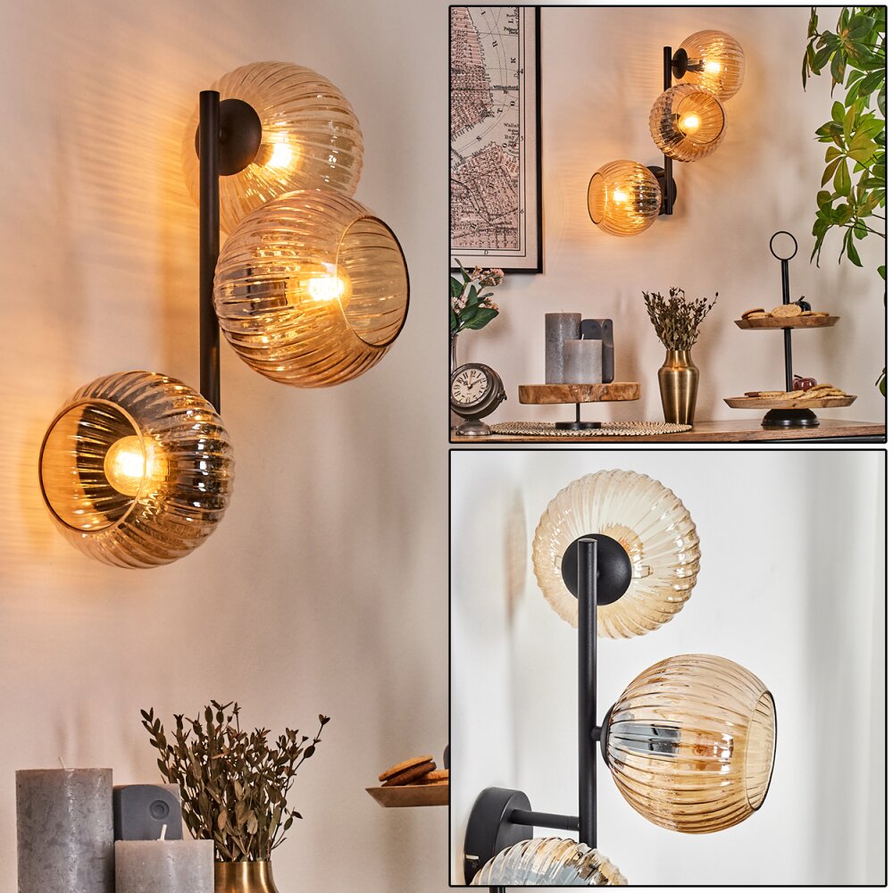 Koyoto Kogellampje, Wandlamp Amber, 3-lichts main product photo