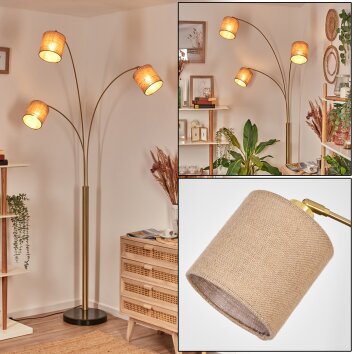 Soungou Staande lamp Messing, Zwart, 3-lichts Soungou Staande lamp Messing, Zwart, 3-lichts