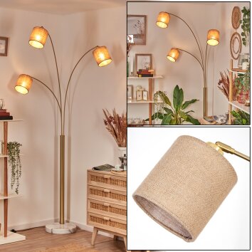 Soungou Staande lamp Messing, Zwart, Wit, 3-lichts Soungou Staande lamp Messing, Zwart, Wit, 3-lichts