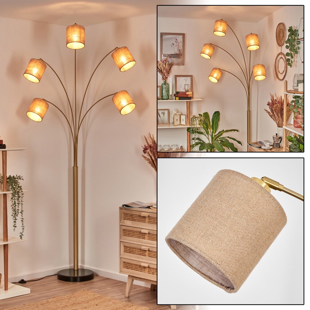 Soungou Staande lamp Messing, Zwart, 5-lichts main product photo
