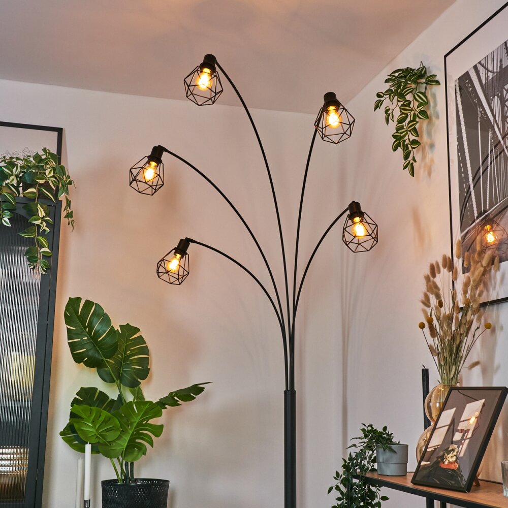 Yaak Staande lamp Zwart, Wit, 5-lichts