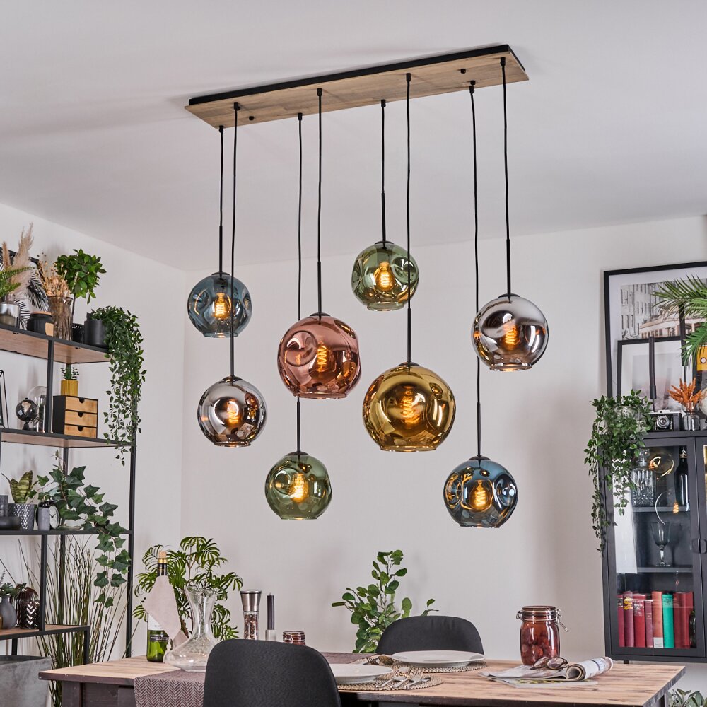 Ripoll Hanglamp, Kogellampje, Hanglamp Natuurlijke kleuren, Zwart, 8-lichts main product photo