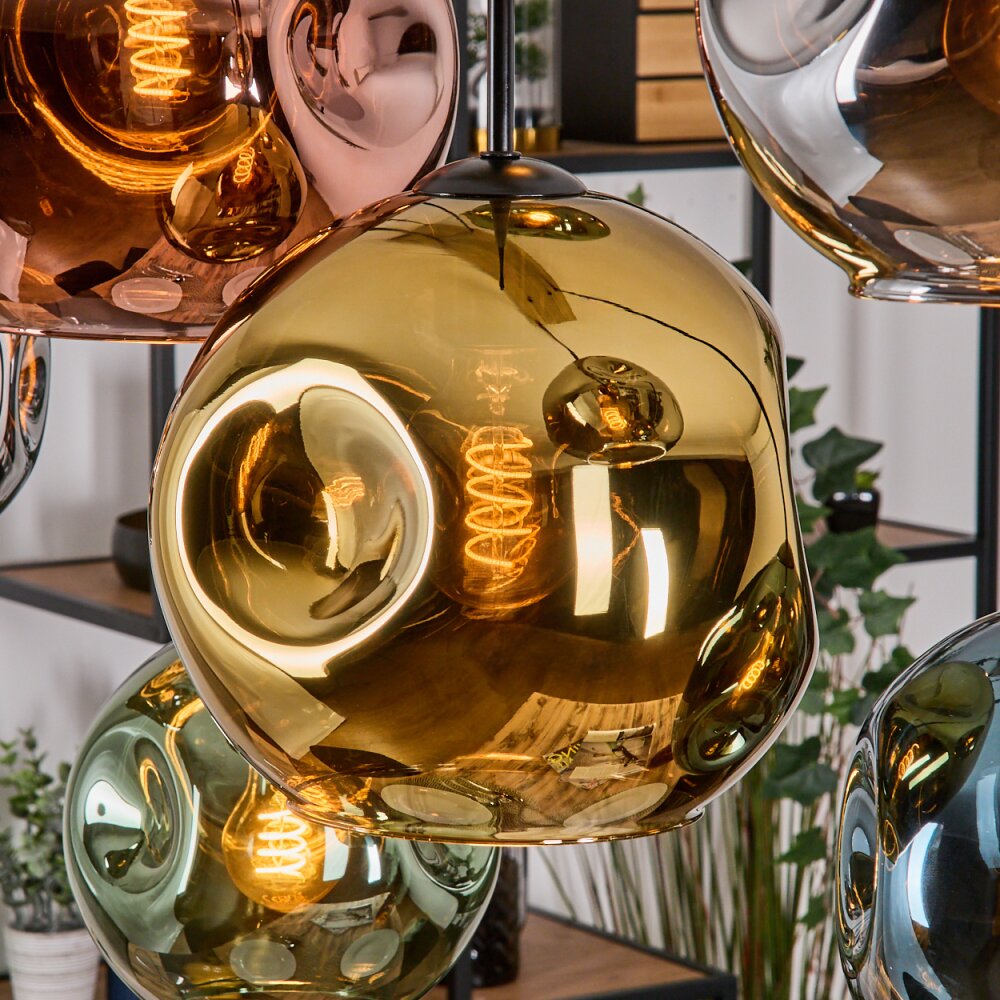 Ripoll Hanglamp, Kogellampje, Hanglamp Natuurlijke kleuren, Zwart, 8-lichts