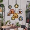 Ripoll Hanglamp, Kogellampje, Hanglamp Natuurlijke kleuren, Zwart, 8-lichts