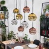 Ripoll Hanglamp, Kogellampje, Hanglamp Natuurlijke kleuren, Zwart, 8-lichts