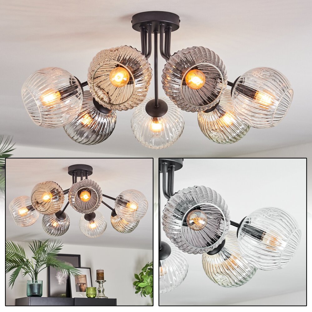 Ripoll Plafondlamp, Kogellampje Amber, Duidelijk, Rookkleurig, 7-lichts main product photo