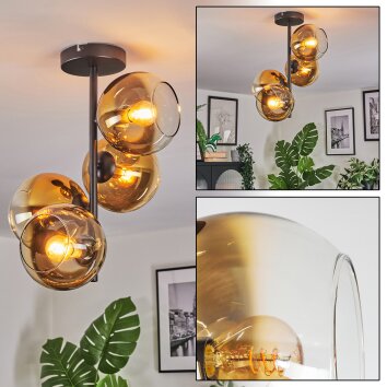 Koyoto Plafondlamp, Kogellampje Goud, Duidelijk, 4-lichts
