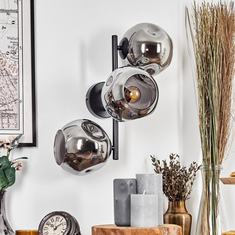 Ripoll Kogellampje, Wandlamp Rookkleurig, 3-lichts